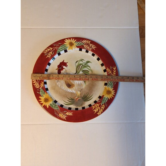 Sakura Chanticleer Sally Eckman Roberts Platter Plate Rooster Stoneware 16" - Picture 2 of 7